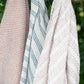 Cream Throw with Light Blue Stripes