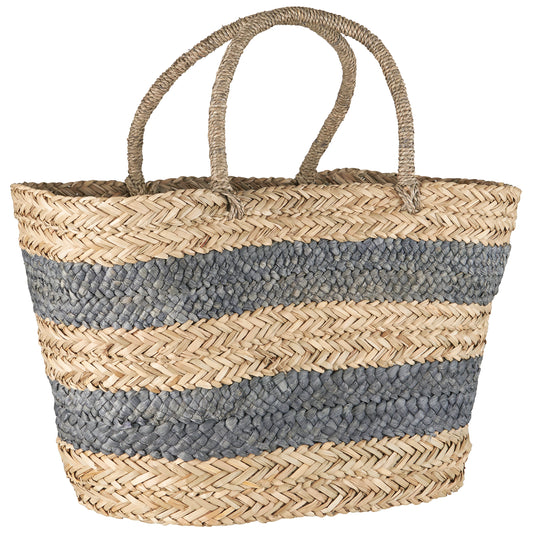 Seagrass Shopper with Grey Stripes