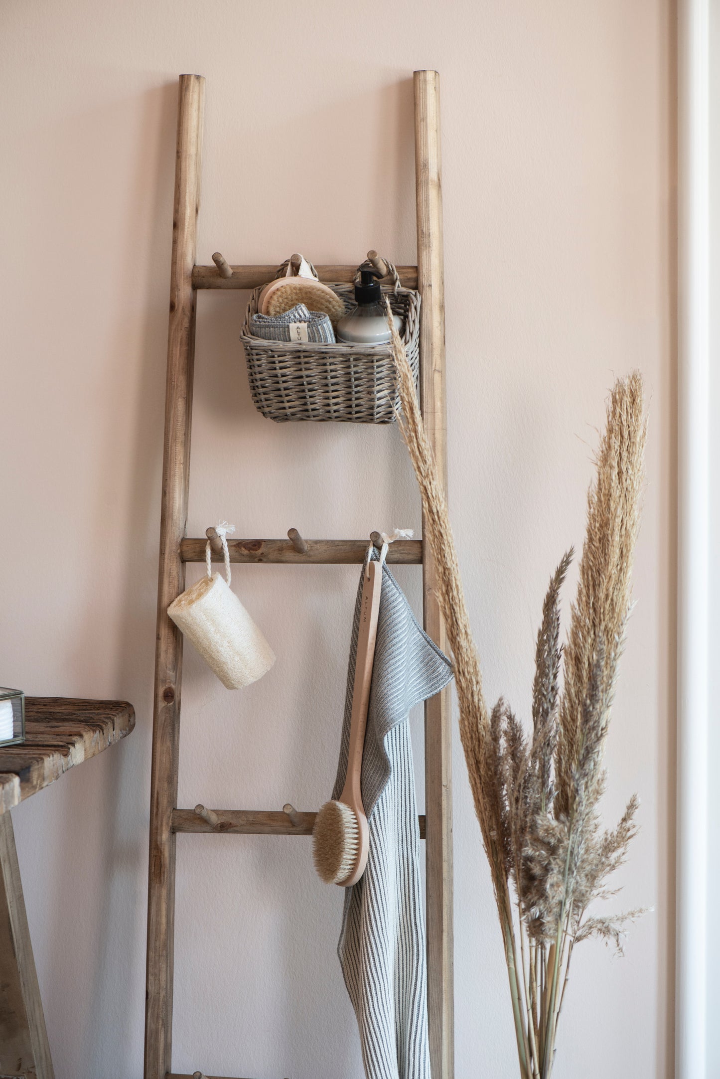 Rustic ladder with 12 hooks